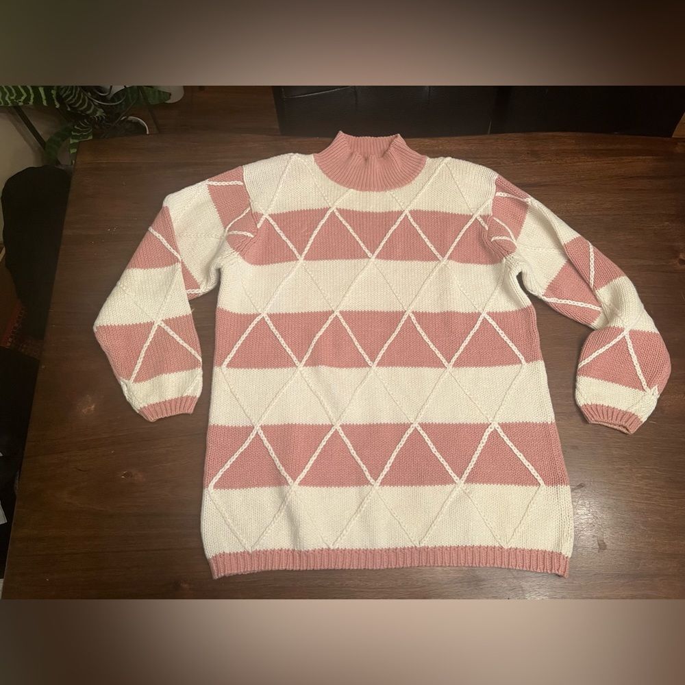 Pink and white sweater size medium vintage Coogi style